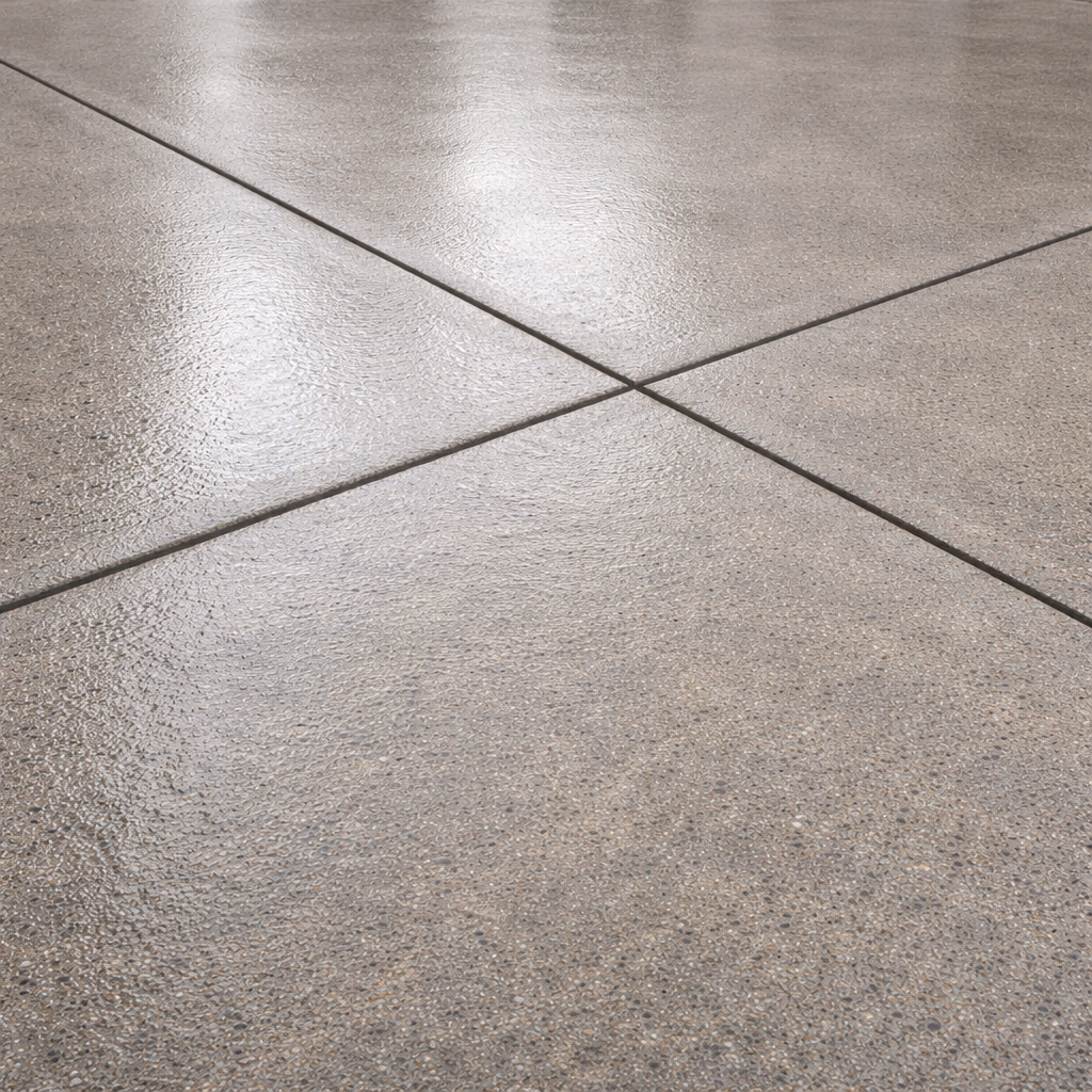 Close-up of a concrete floor with diagonal lines