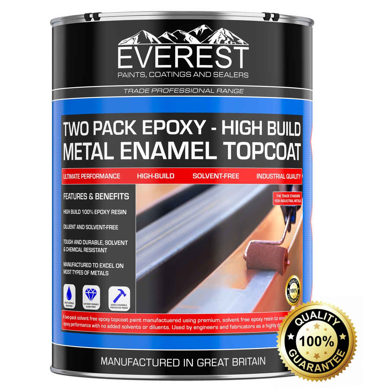 Everest Paints - Epoxy Metaal Topcoat Verf - Oplosmiddelvrije Tweecomponenten Epoxy