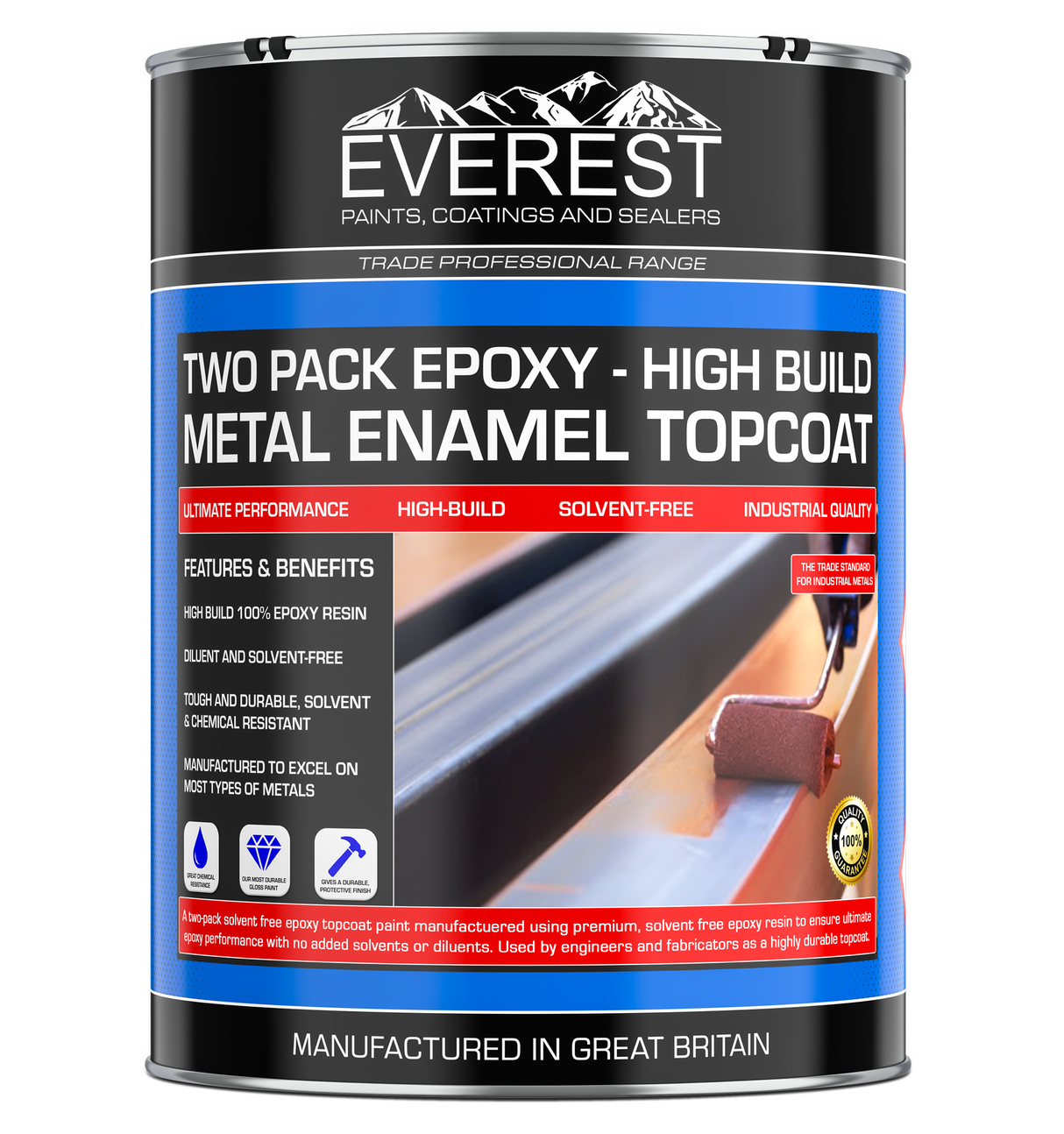 Everest Paints - Epoxy Metaal Topcoat Verf - Oplosmiddelvrije Tweecomponenten Epoxy