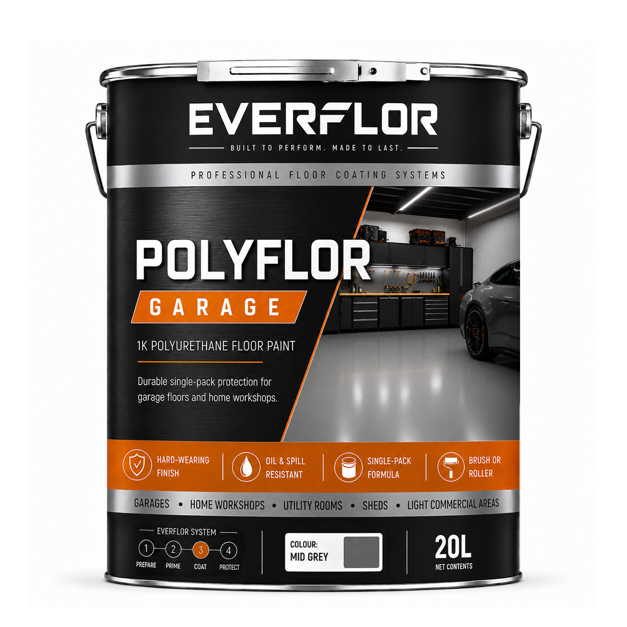 Everest Trade - Peinture de Sol pour Garage à Base de Polyuréthane (PU) Haute Épaisseur - Antidérapante