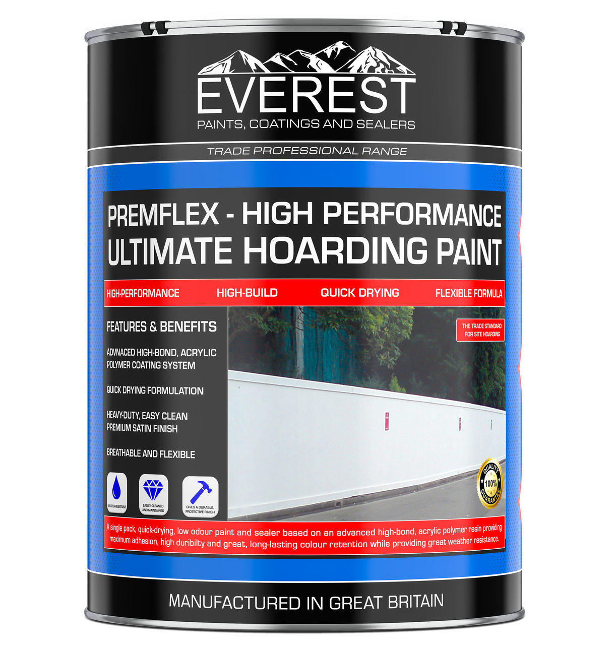 Everest Paints - PREMFLEX - Ultimative Bauzaunfarbe - Hohe Leistung