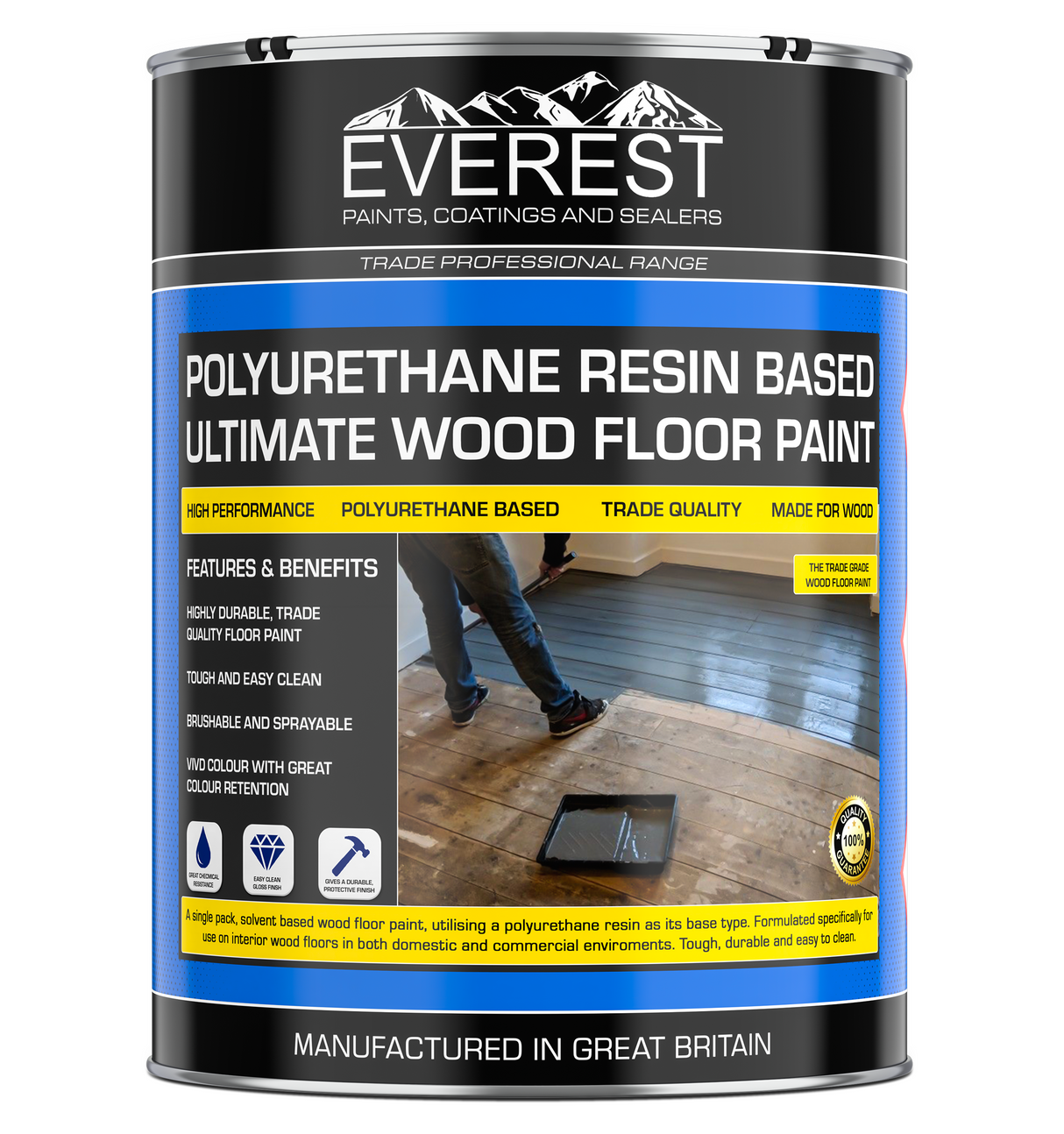 Everest Paints - Peinture ultime pour parquets en bois - À base de résine de polyuréthane