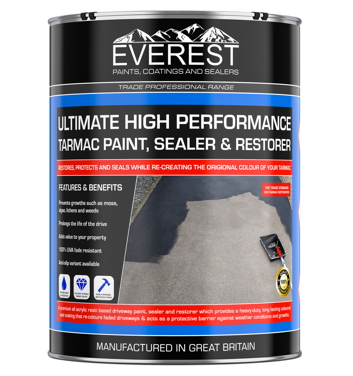 Everest Trade - Ultimate Tarmac Sealer and Restorer - High Performance - Black and Red